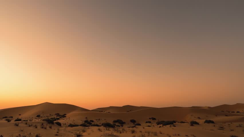 Sunset to Milky Way time lapse over the sand dunes in the Al Quaa Desert in Abu Dhabi, United Arab Emirates
