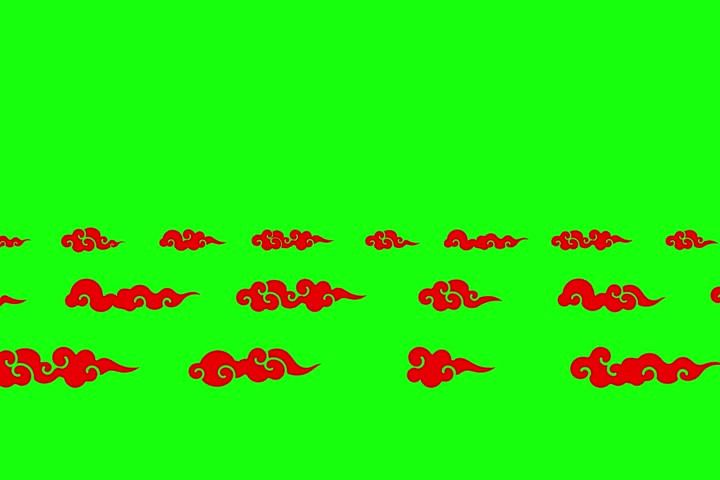 motion video animation of traditional Chinese or Japanese red clouds moving across a green screen. Ideal for cultural designs, backgrounds, motion graphics, and artistic video projects