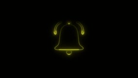 Neon bell notification icon. Glowing ringing bell animation on black background. neon icon notification bell. - Powered by Shutterstock - Get 15% off with code: PIKWIZARD15