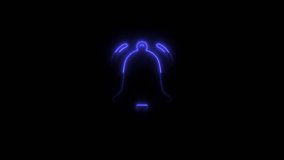Neon bell notification icon. Glowing ringing bell animation on black background. neon icon notification bell. - Powered by Shutterstock - Get 15% off with code: PIKWIZARD15