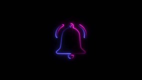 Neon bell notification icon. Glowing ringing bell animation on black background. neon icon notification bell. - Powered by Shutterstock - Get 15% off with code: PIKWIZARD15
