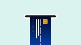 Animation of securely inserting a chip card into an ATM, completing the payment transaction successfully. for banking, finance,  digital payment concepts. 4k motion graphic for fintech visuals. - Powered by Shutterstock - Get 15% off with code: PIKWIZARD15