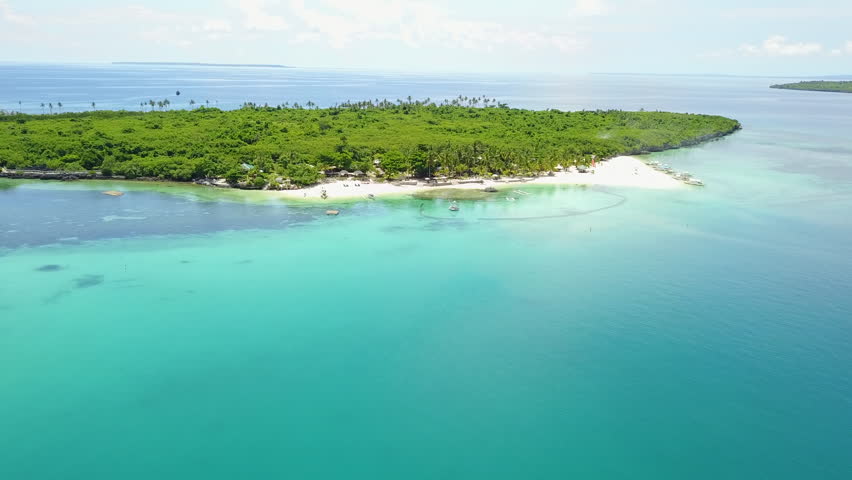 Orbit over the incredible Virgin Island during tourism in the Bantayan region, Phillipines.