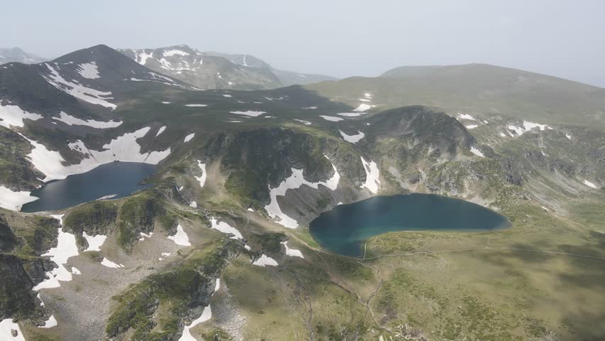 Amazing Aerial view of Rila Mountain near The Seven Rila Lakes, Bulgaria