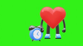 Love Heart Character Showing Time Is Money Concept Suitable For Business And Financial Concepts. Transparent Background. Green Screen Background. Looping Animation. - Powered by Shutterstock - Get 15% off with code: PIKWIZARD15