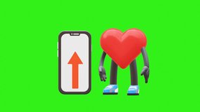 Love Heart Character Highlighting Swipe Up Text With A Smartphone Graphic. Ideal For Interactive Marketing Campaigns, Social Media Advertisements, And Engaging Call To Actions. - Powered by Shutterstock - Get 15% off with code: PIKWIZARD15
