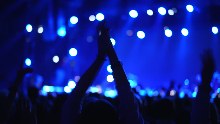 Lot people applause music concert. Many fans cheering fun party lift hand up. Crowd hang out cool night life fest applaud k pop chill. Epic hip hop clap. Neon light rave. Joy dj enjoy kpop. Live arena