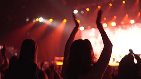 Lot people applause music concert. Many fans cheering fun party lift hand up. Crowd hang out cool night life fest applaud k pop chill. Epic hip hop clap. Neon light rave. Joy dj enjoy kpop. Live arena - Powered by Shutterstock - Get 15% off with code: PIKWIZARD15