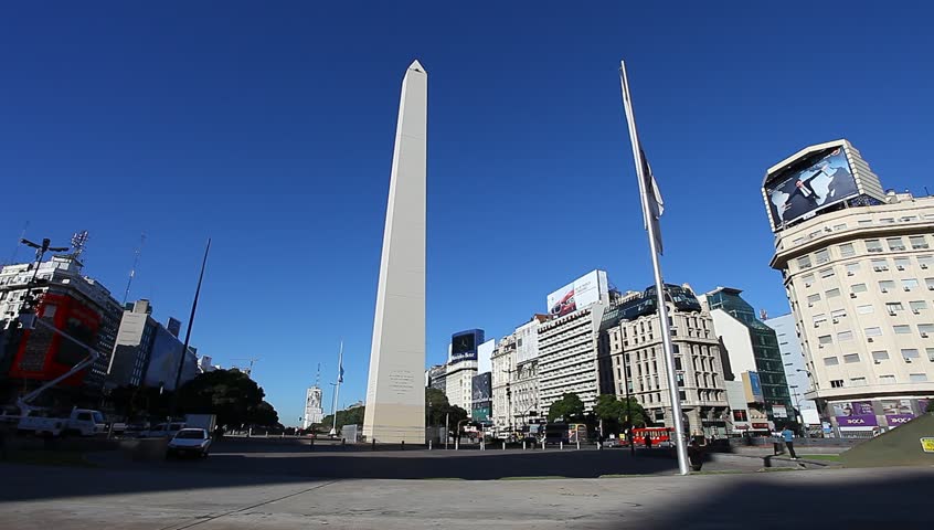 BUENOS AREAS ARGENTINA APRIL 13:Obelisco Avenida 9 de Julio is a wide avenue in