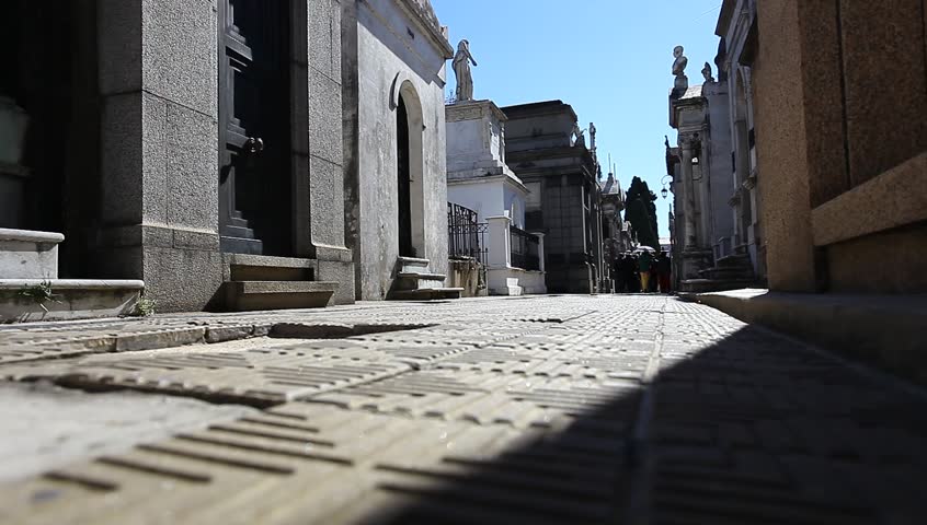 Old mausoleums in the famous Recoleta Cemetery in Buenos Aires, Argentina. 
