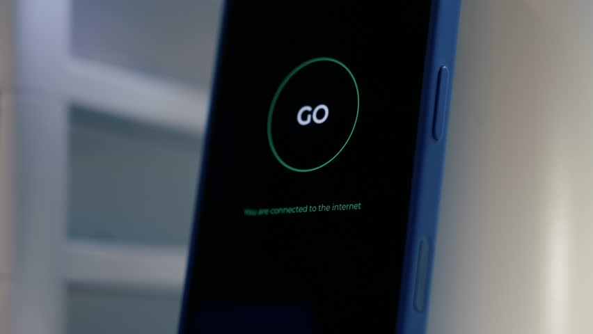 A closeup view of a user testing his 1 gig internet speeds on his smartphone.	