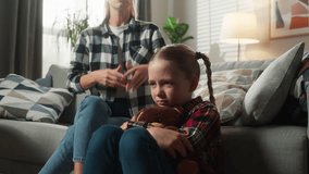 Caucasian family problem at home angry shouting bullying mother woman scold argument talking abuse little sad girl kid child daughter close ears hugging Teddy bear domestic mental violence punishment - Powered by Shutterstock - Get 15% off with code: PIKWIZARD15