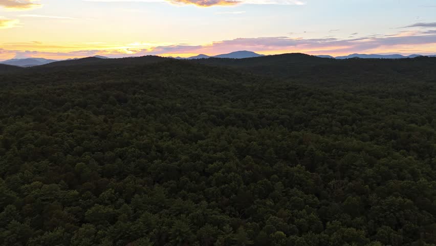 A drone shot of the Blue Ridge Mountains near Greenville, South Carolina.