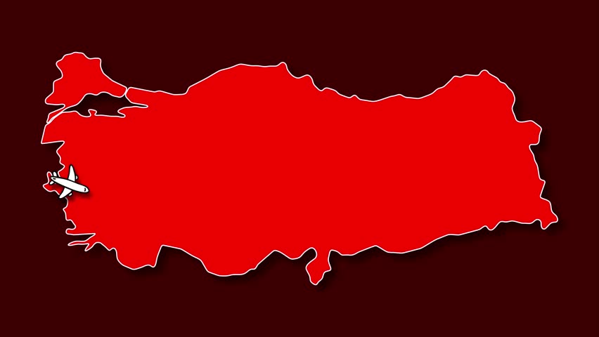 Airplane Route Forming Heart Shape Over Turkey Map, Concept of Love for Travel and Tourism in Turkey
