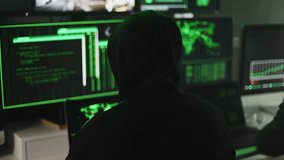 Hackers breaking server security using multiple computer monitors and surveillance camera footage - Powered by Shutterstock - Get 15% off with code: PIKWIZARD15