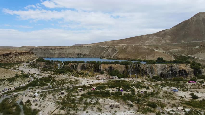 Drone footage from The Band-e-Amir is a series of six stunning lakes located in a mountainous desert area of Afghanistan's Bamyan province.. January 12, ?2022