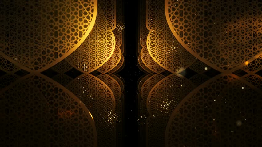 Looped Islamic Golden Pattern Animation | Elegant Arabic Ornament Background 