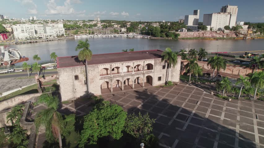 Orbital View of Colonial Palace Alcázar de Colón in Santo Domingo