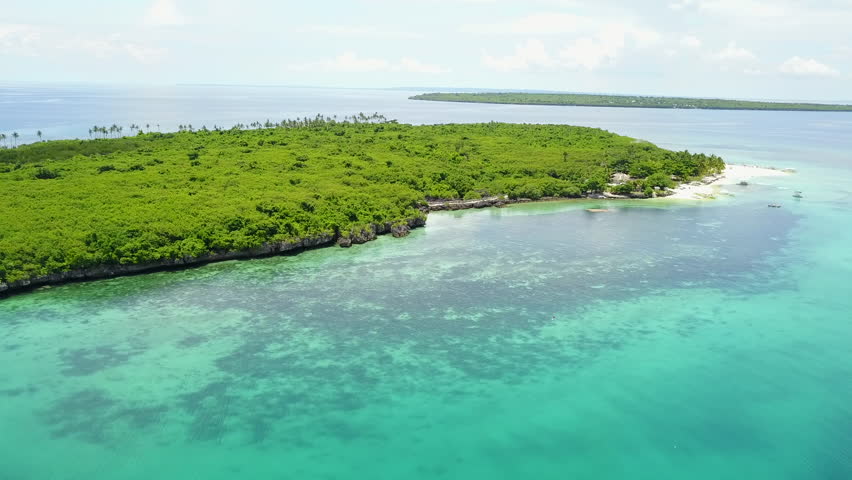 Aerial view of the incredible Virgin Island located in the Bantayan region, Phillipines.