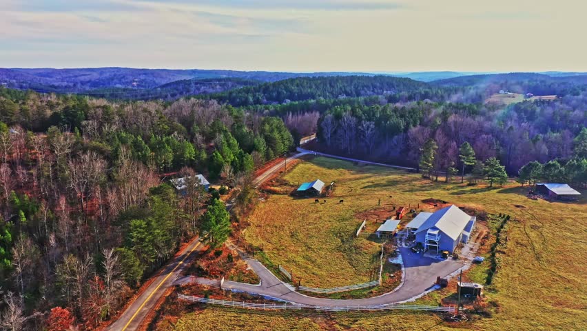 Drone fly-over of a farm in North Carolina.
