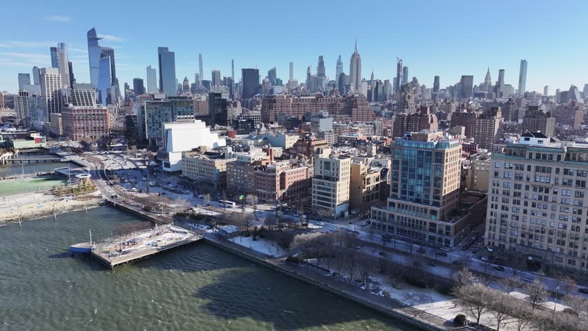 New York Skyline At Manhattan In New York United States. Stunning Downtown. Tourism Landmark. New York Skyline At New York United States. Highrise Buildings.