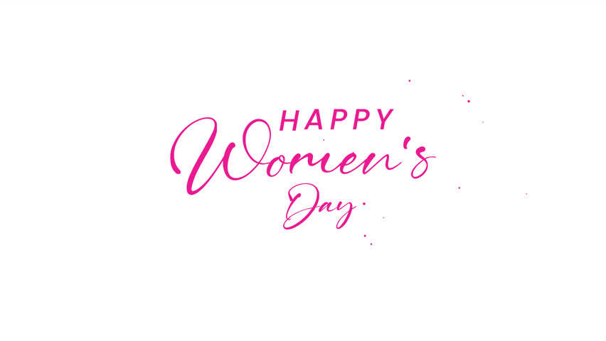 Happy Womens Day text in pink for greeting cards, banners, women empowerment campaigns, and event invitations