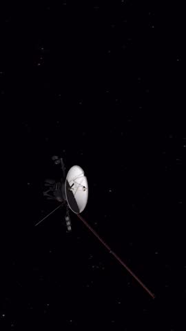 Vertical Shot of the Voyager Probe Passing by Io a Moon of the Gas Giant Jupiter