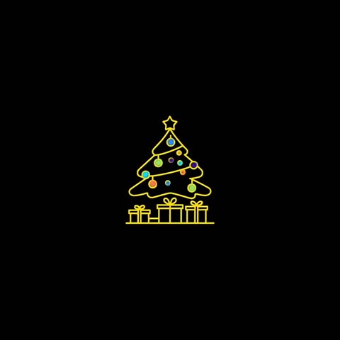 Neon Christmas Tree with Gifts