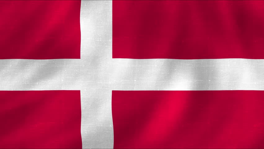 Denmark country flag with waving fabric texture. 4k quality country flag animation