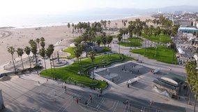 Aerial View of Venice Beach Basketball Courts and Skatepark, Los Angeles, California - Powered by Shutterstock - Get 15% off with code: PIKWIZARD15