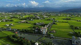 Aerial 4K footage rice paddies in Yilan, Taiwan.  - Powered by Shutterstock - Get 15% off with code: PIKWIZARD15