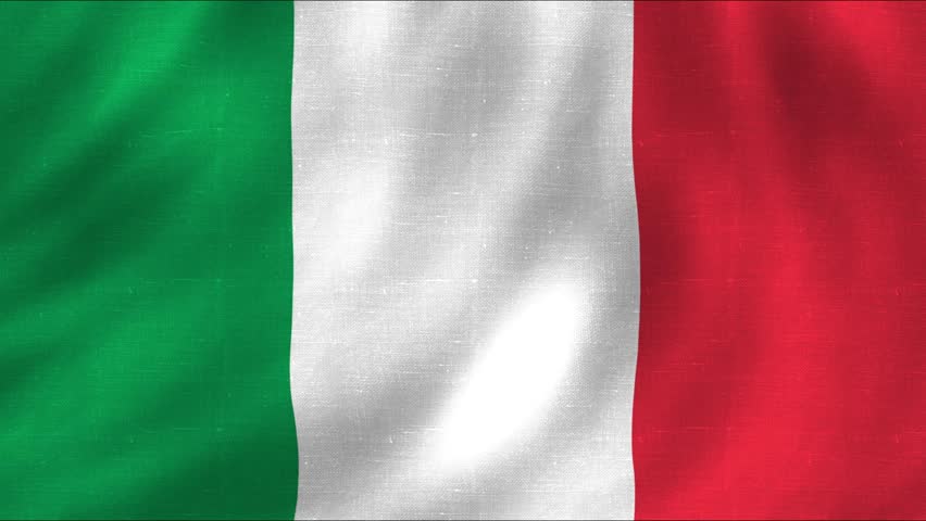 Italian national flag with waving fabric texture. 4K quality national flag animation
