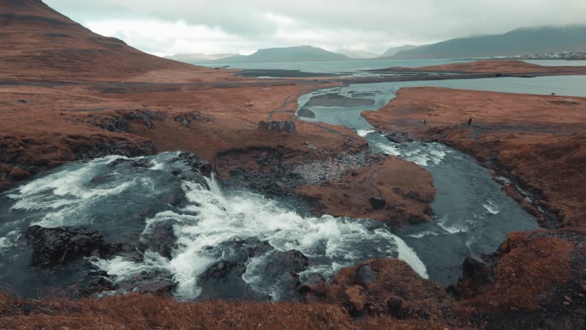 The magnificent landscape around Kirkjufell in Iceland, wide shot.