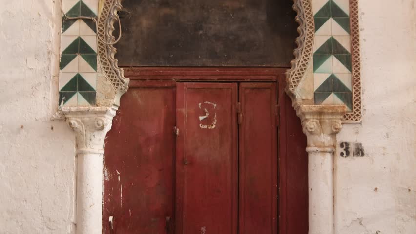 Ottoman architecture tilt up of entrance door in the citadel of Kasbah in the city of Alger, Algeria capital