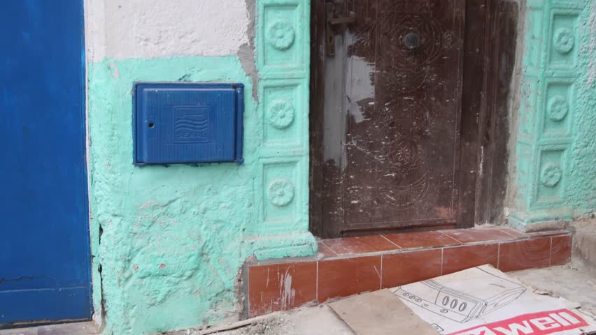 colourful door entrance with Ottoman architecture influence in the citadel of Kasbah in the city of Alger, Algeria capital