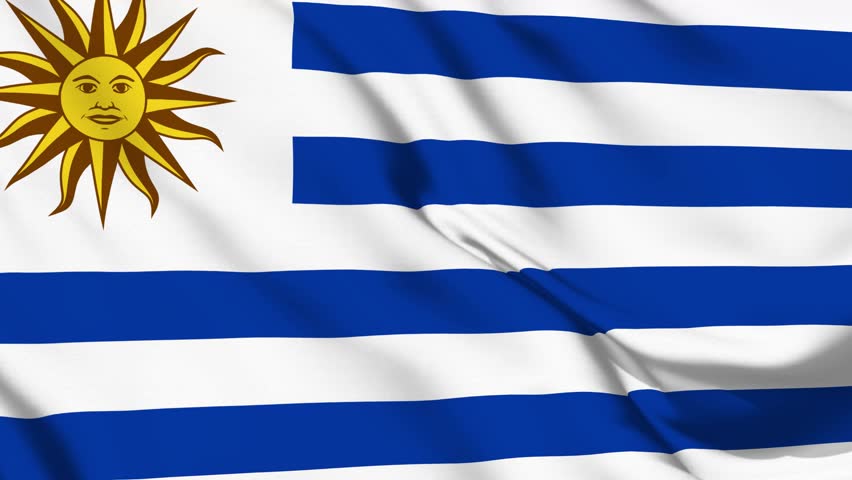 Waving Uruguay Flag Animated, Realistic National Flag Background