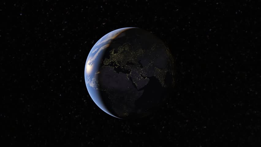 Animated Aerial Zoom to Jerusalem Old City from Space highlighting the iconic Dome of the Rock, Western Wall Complex, and densely packed urban landscape nighttime, Israel