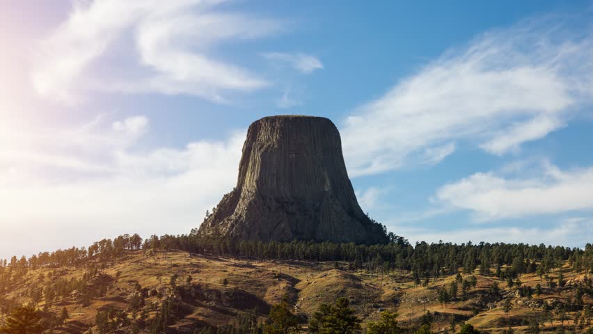 Aerial shot of the amazing Devils Tower National Monument in Wyoming.