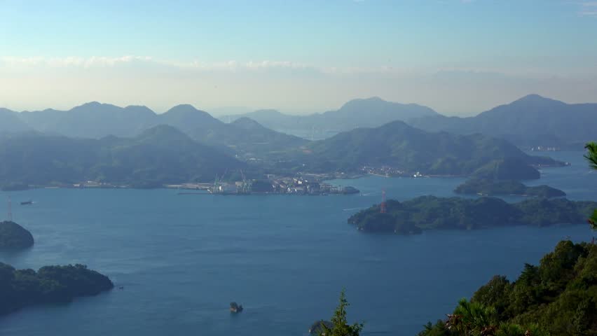View from Narutakiyama Observatory, Islands in the Seto View from Narutakiyama Observatory, Islands in the Seto Inland Sea, Video Sea, Video (Onomichi City, Hiroshima Prefecture)