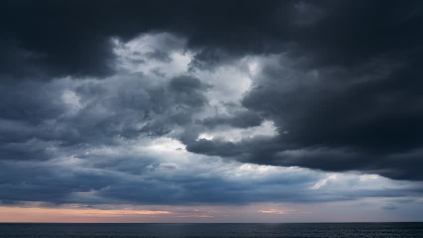 Timelapse footage of Storm clouds and rain over sea, Dark storm clouds passing video Time Lapse,High quality footage clouds over sea