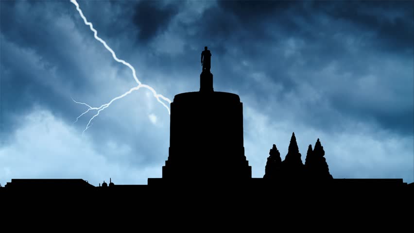 Salem: Thunderstorm and Lightning Flash over the Oregon State Capital Building , USA