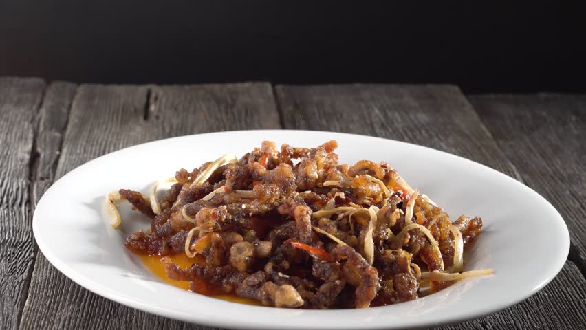 Sichuan Pork Stir Fry with vegetables. Chinese food. Food concept