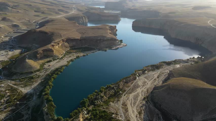Drone footage from The Band-e-Amir is a series of six stunning lakes located in a mountainous desert area of Afghanistan's Bamyan province.. January 12, ?2022