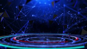 HUD GUI technology futuristic land scape circle spinning holographic platform with low poly plexus tunnel 4K motion concept. - Powered by Shutterstock - Get 15% off with code: PIKWIZARD15