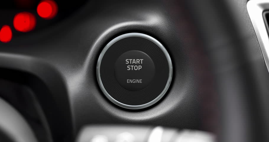 Power on Demand. Electric cars with start-stop buttons and intelligent engine features. Technology related 4K 3D Animation.