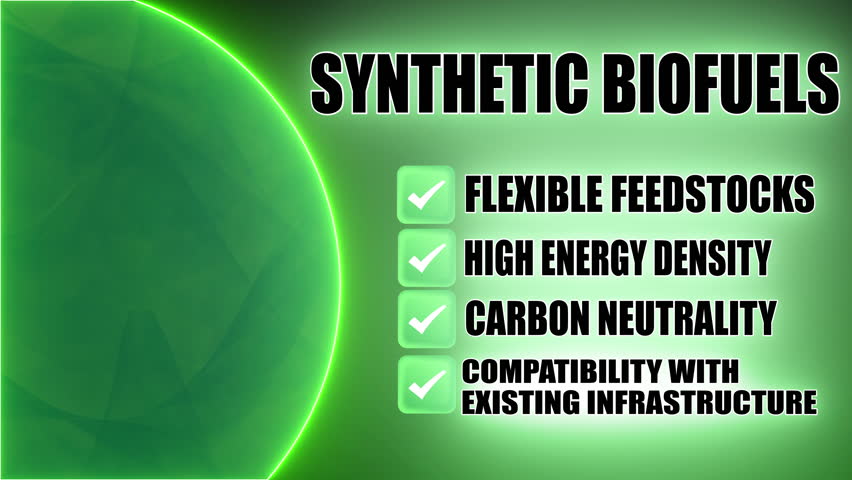 Synthetic Biofuels are fuels produced from biomass or other organic materials through chemical processes such as gasification or catalytic conversion.