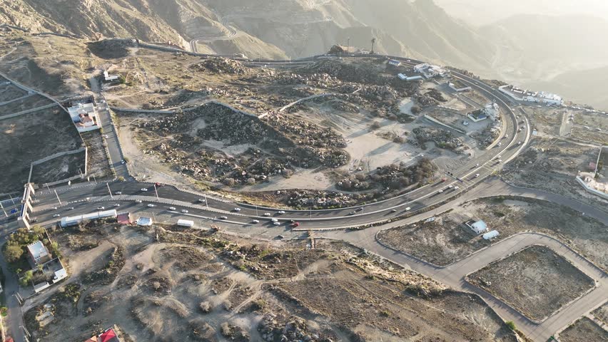 Al Taif drone 4k video Aerial view, Al Hada Mountain in Taif City top view, Saudi Arabia with Beautiful View of Mountains and Al Hada road to Mecca, Saudi tourism.