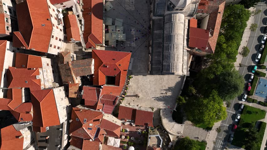 Cathedral of Saint James in Sibenik - Aerial Top Down Vertical Track