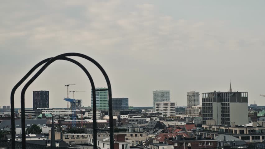 Slow panning shot of Antwerp
