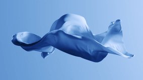 3D animation, motion design. Abstract animated cloth in shades of blue, with delicate waves of drape gracefully moving in a fluid motion. The fabric floats and sways, isolated on a neutral background - Powered by Shutterstock - Get 15% off with code: PIKWIZARD15